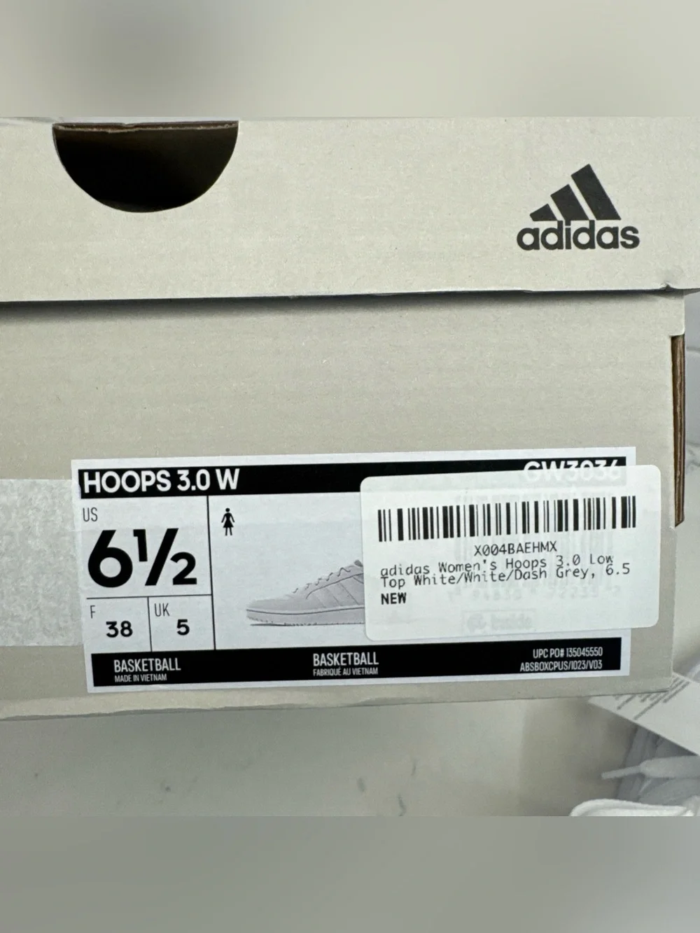 Adidas Hoops 3.0 Women’s All-White Basketball Sneakers Leather Lace Up